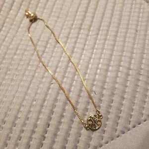 Gold Chain Bracelet with Logo Charm